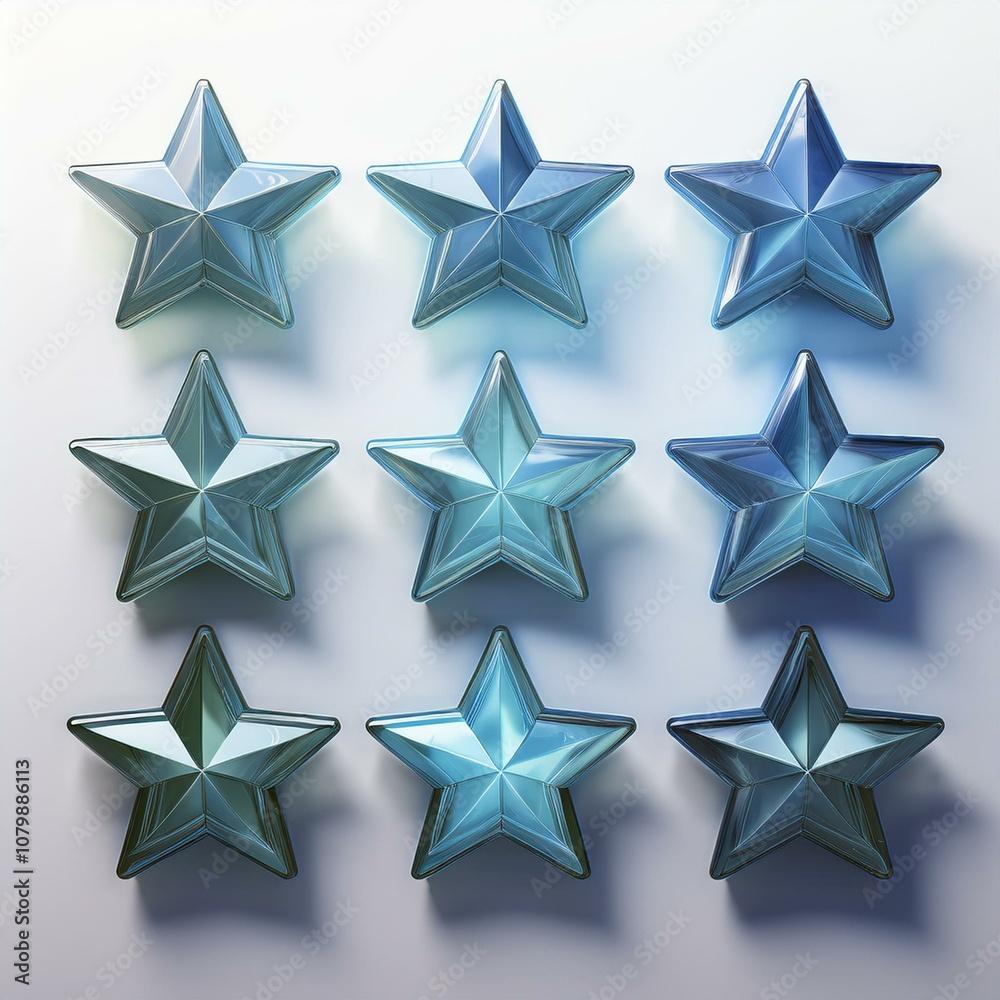 Obraz premium Five Blue Stars for Product Rating Reviews - Isolated on Transparent Background for Websites and Apps