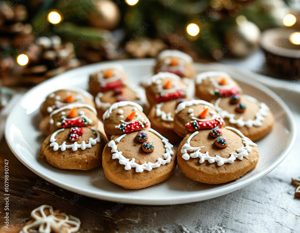Gingerbread with icing in the shape of a snowman. festive Christmas and New Year food. Gingerbread with icing in the shape of a snowman. festive Christmas and New Year food.