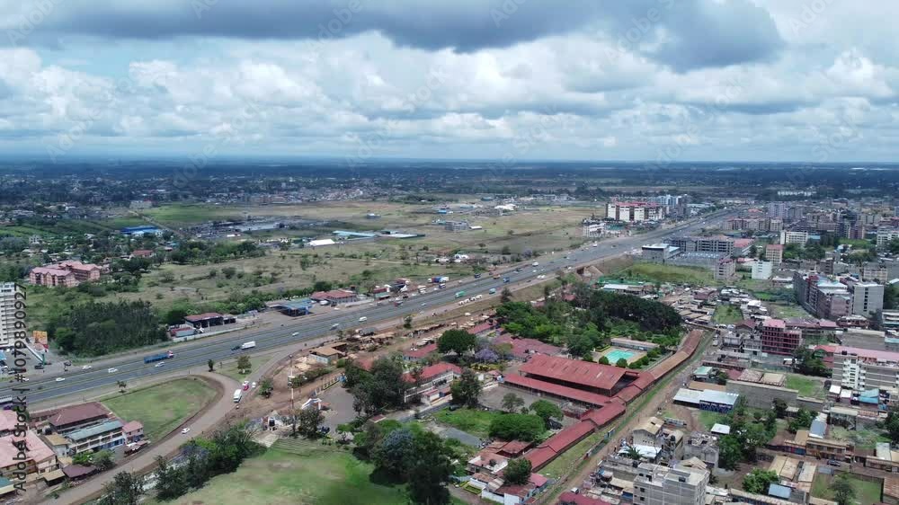 Ruiru, a suburban area near nairobi along the thika road superhighway in kenya, aerial view Ruiru, a suburban area near nairobi along the thika road superhighway in kenya, aerial view