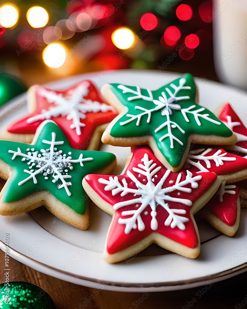 A close-up of a plate filled with freshly baked sugar cookies, A close-up of a plate filled with freshly baked sugar cookies,