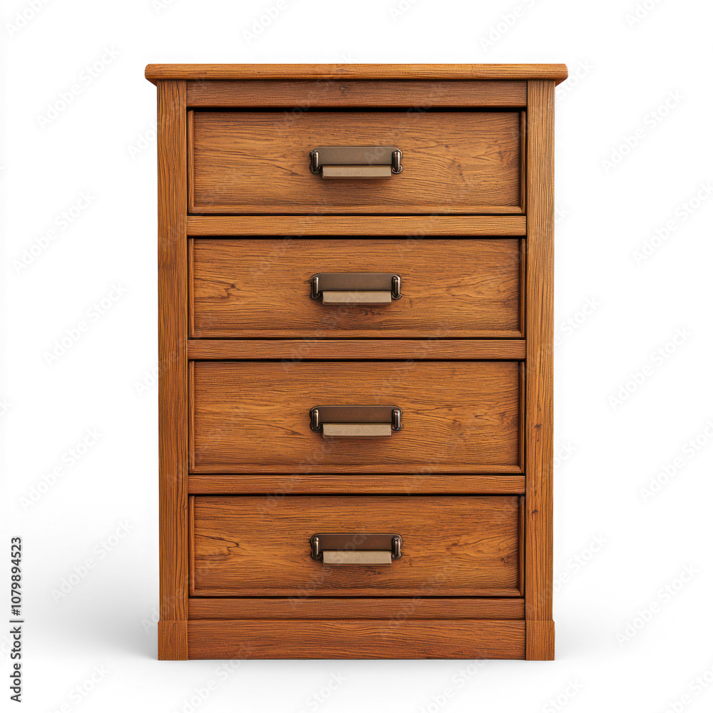 Wooden filing cabinet with a classic finish. isolated on transparent background