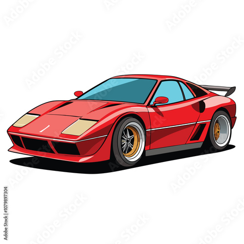 red sports car Illustrator vector Artwork