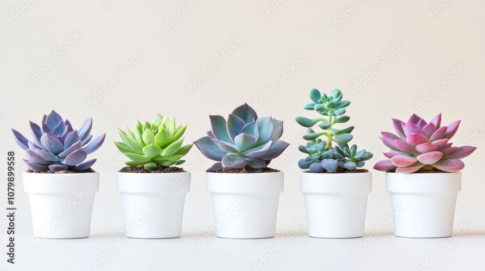 Succulent Collection in White Pots Succulent Collection in White Pots