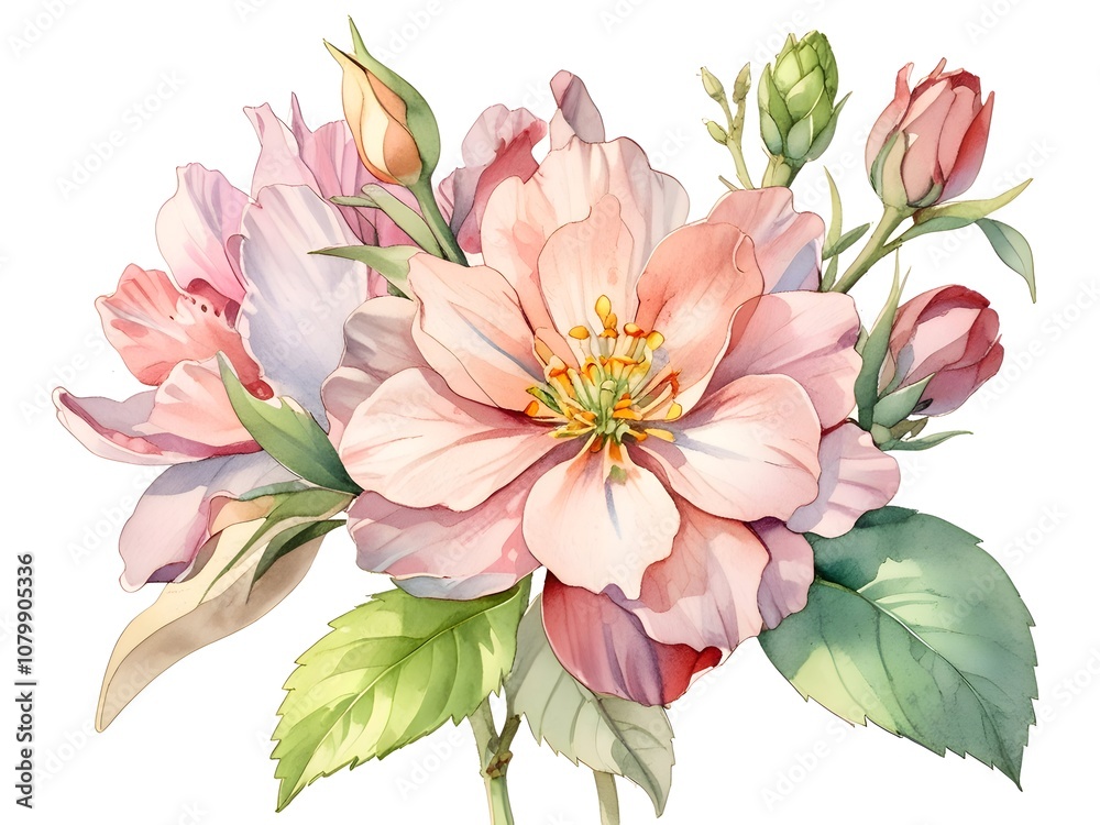 Laurestine Watercolor Flower Nature Art Laurestine Watercolor Flower Nature Art