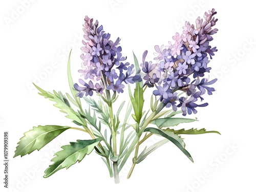 Lavender Watercolor Flower Nature Art