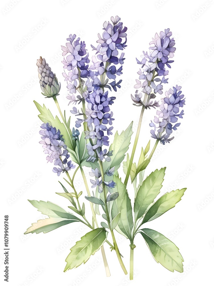 Lavender Watercolor Flower Nature Art