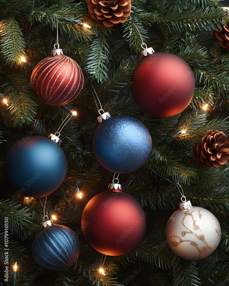 Naklejka premium Christmas scene in cozy snowy winter Decorative lighting and charming elements to create a warm and magical atmosphere.