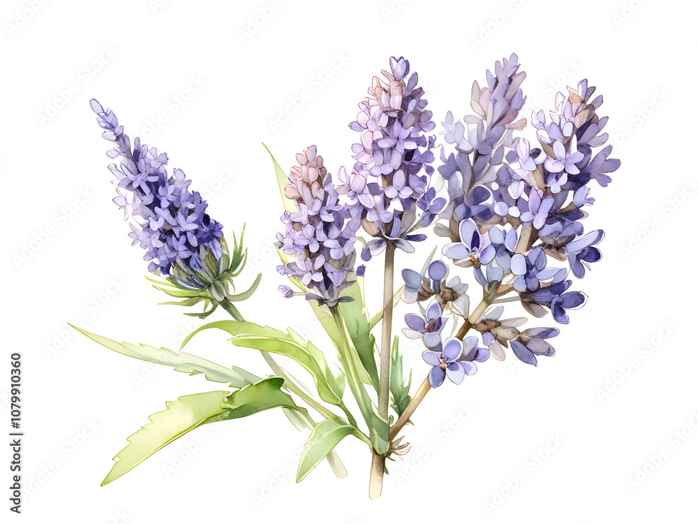 Obraz premium Lavender Watercolor Flower Nature Art