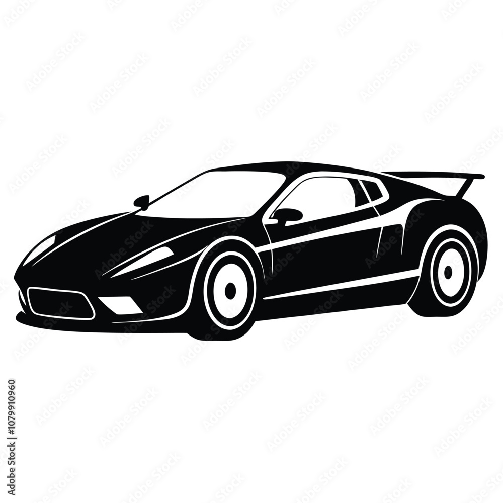 Sports car silhouette vector artwork on white background Sports car silhouette vector artwork on white background