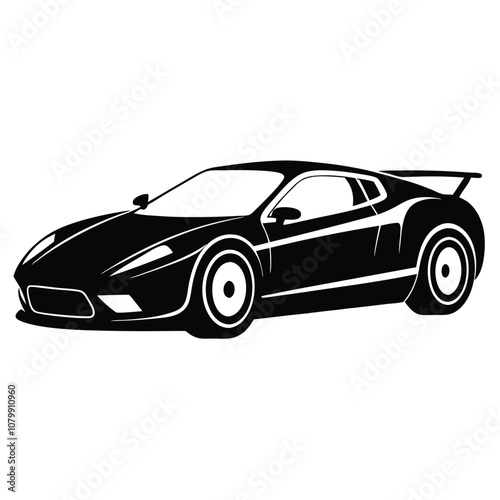 Sports car silhouette vector artwork on white background