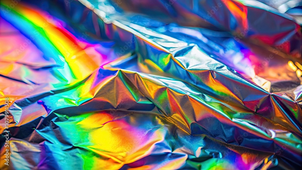 Fototapeta premium rainbow plastic or glass reflecting holographic rainbow foil , rainbow, holographic,plastic, glass, vibrant, colorful