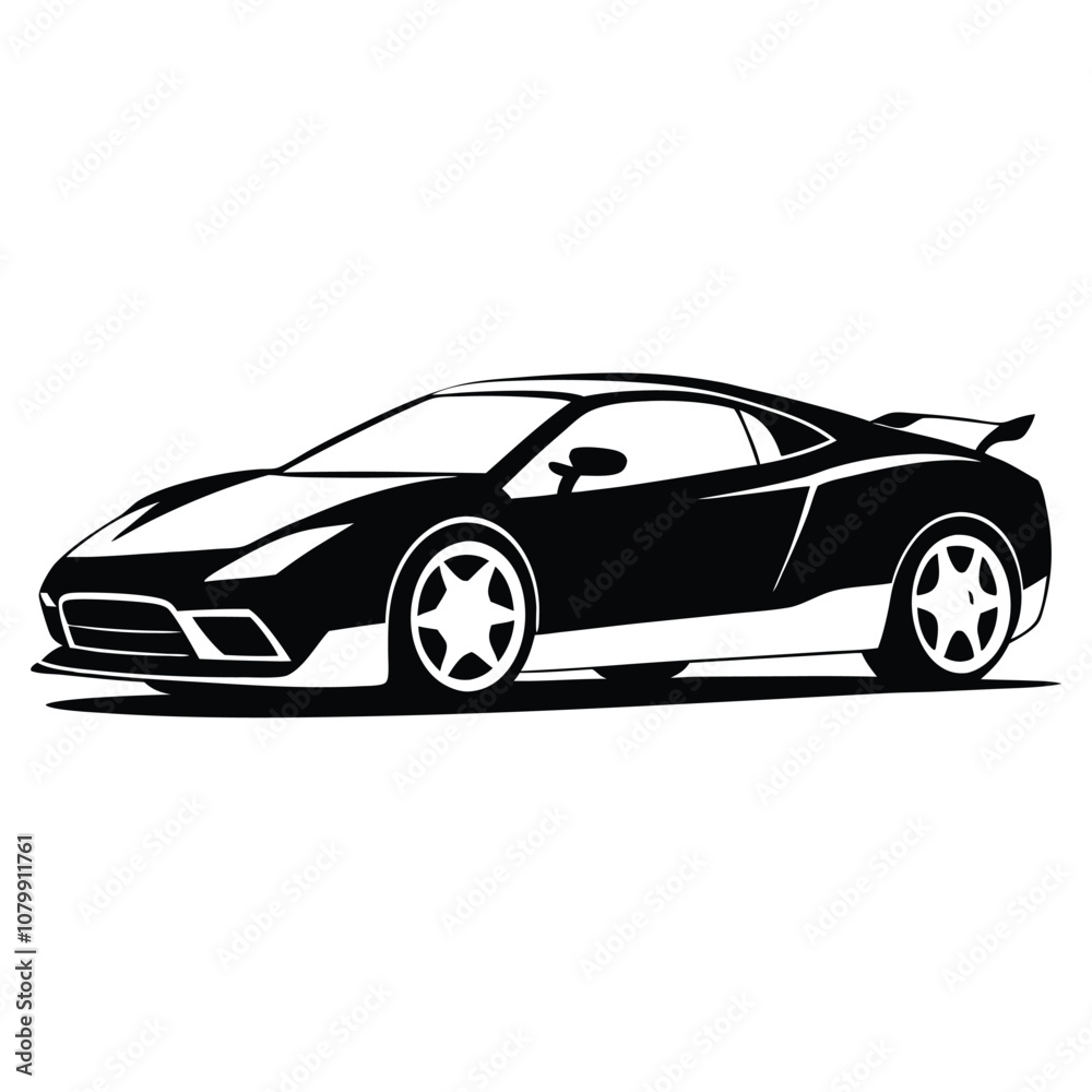 Sports car silhouette vector artwork on white background Sports car silhouette vector artwork on white background