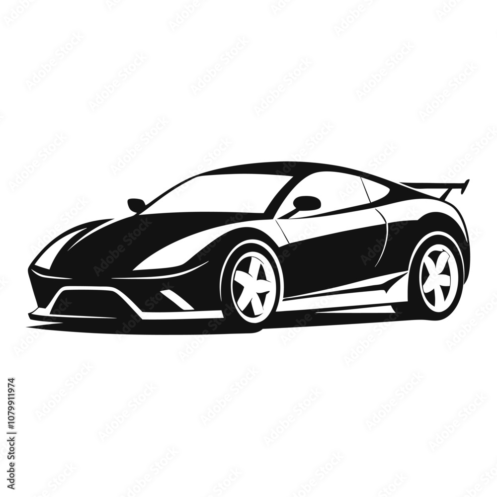 Sports car silhouette vector artwork on white background Sports car silhouette vector artwork on white background