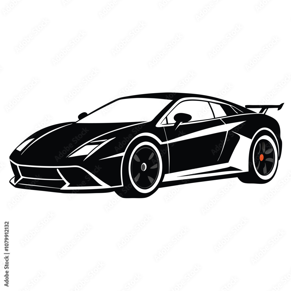 Sports car silhouette vector artwork on white background Sports car silhouette vector artwork on white background