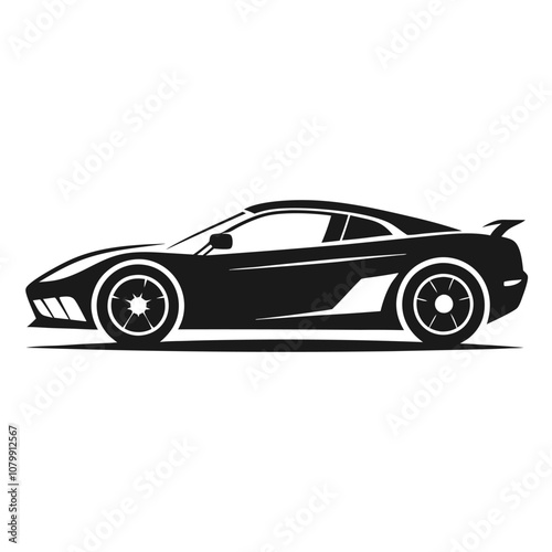 Sports car silhouette vector artwork on white background