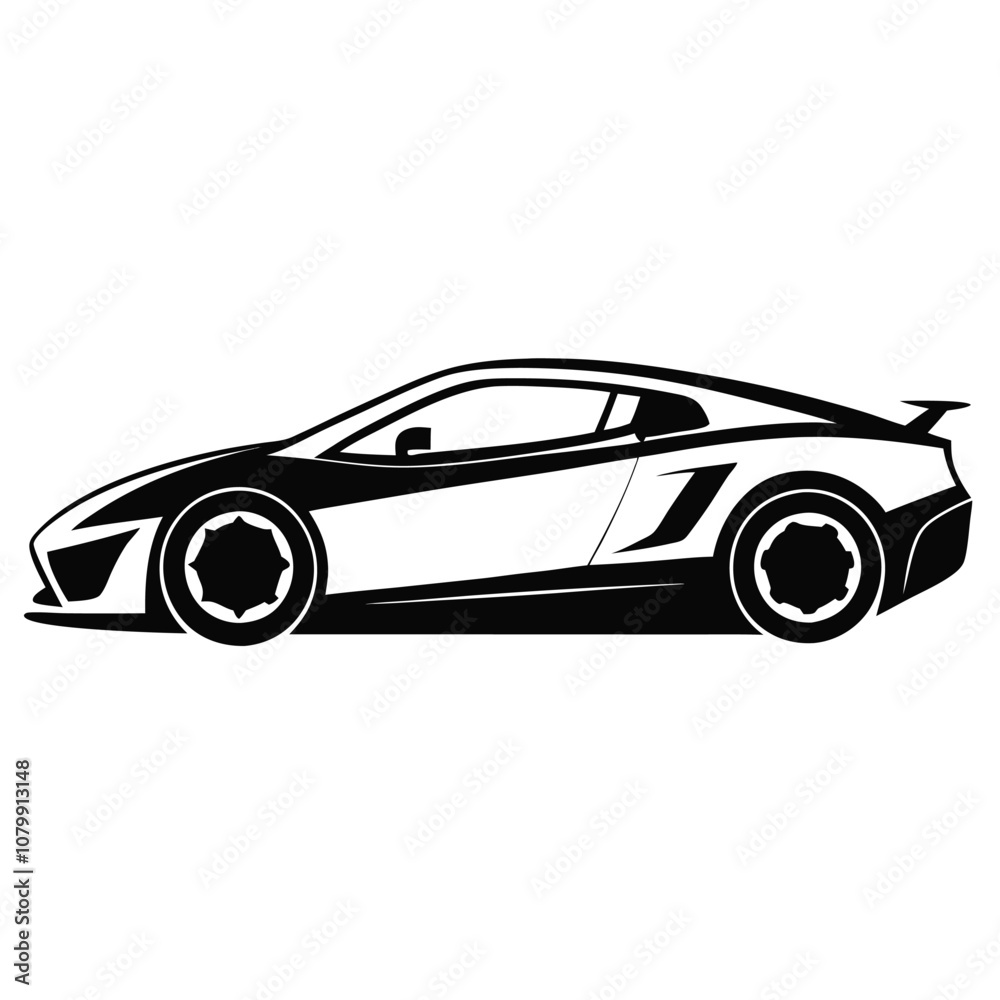 Sports car silhouette vector artwork on white background Sports car silhouette vector artwork on white background