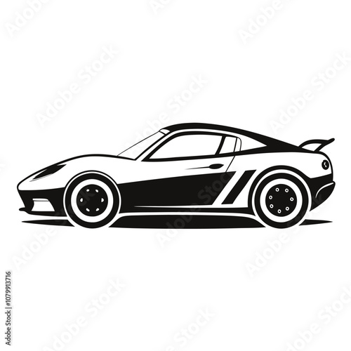 Sports car silhouette vector artwork on white background