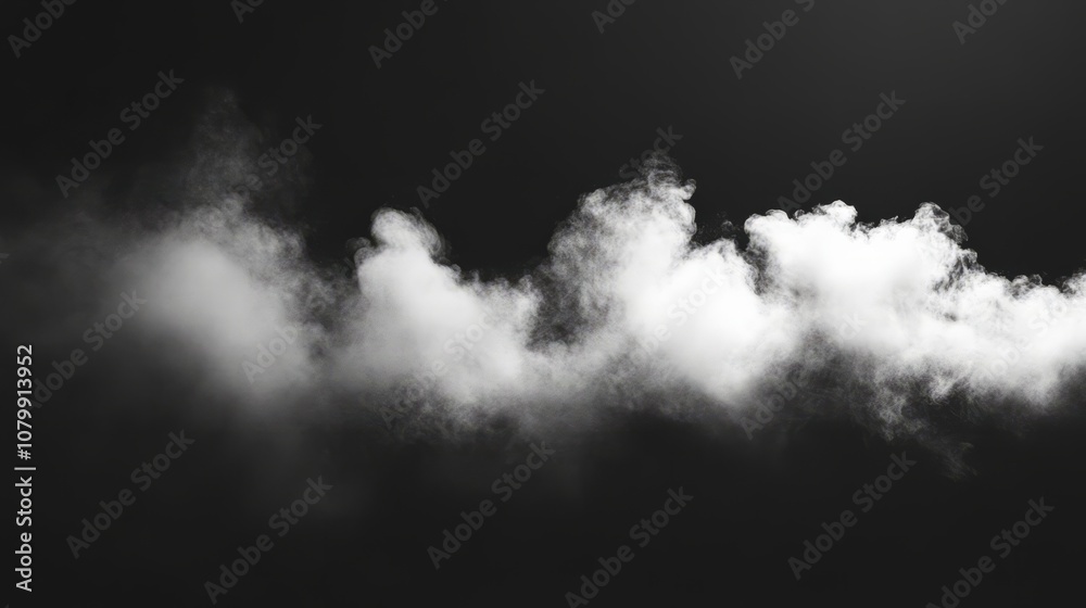 A soft, textured white smoke puff gently spreading, isolated against a dark background A soft, textured white smoke puff gently spreading, isolated against a dark background