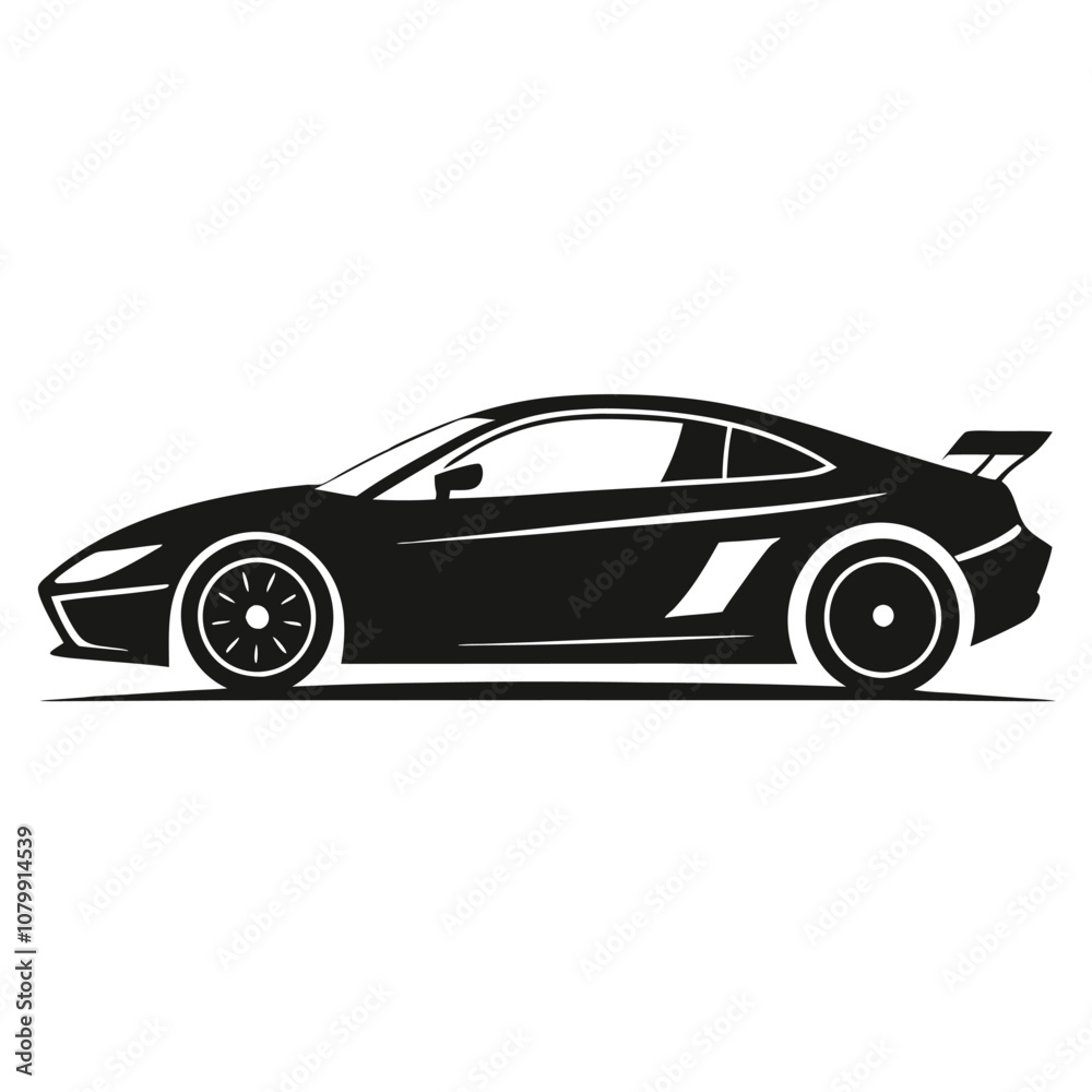 Sports car silhouette vector artwork on white background Sports car silhouette vector artwork on white background