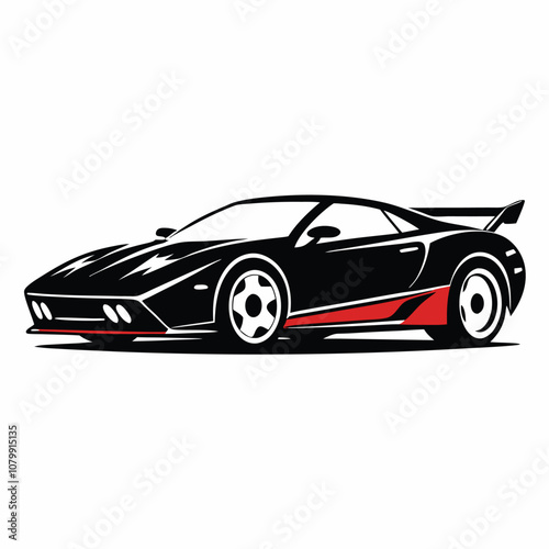 Sports car silhouette vector artwork on white background