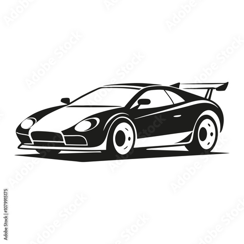 Sports car silhouette vector artwork on white background