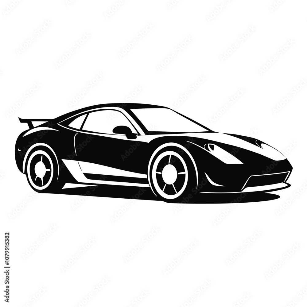 Sports car silhouette vector artwork on white background Sports car silhouette vector artwork on white background