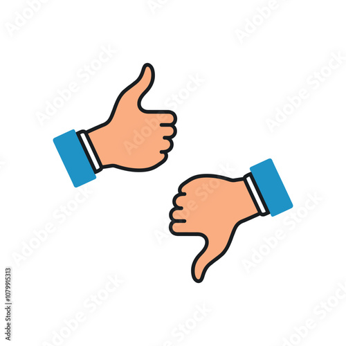 like dislike confirmation thumbs up agree disagree positive negative button vector icon set flat design outline illustrations