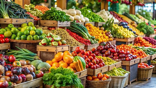 Spoiled fruits and vegetables on a farm market , food loss, food waste, rotten produce, agriculture