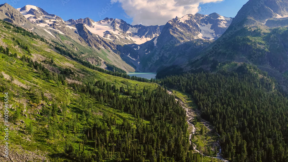 the mountain river Multa in summer in the Altai mountains the mountain river Multa in summer in the Altai mountains