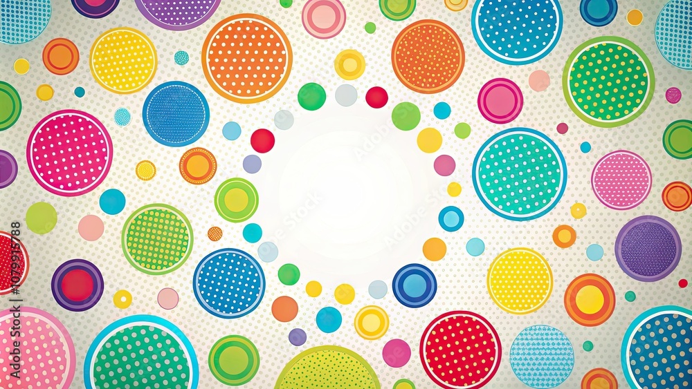 Polka dots background with various sized circles in a playful and fun display, dots, pattern, design, backdrop, colorful