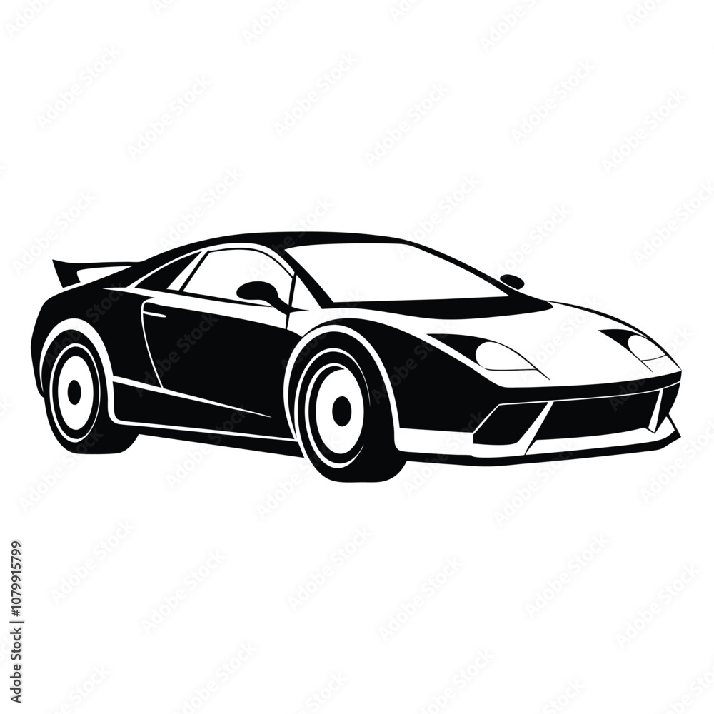 Sports car silhouette vector artwork on white background Sports car silhouette vector artwork on white background