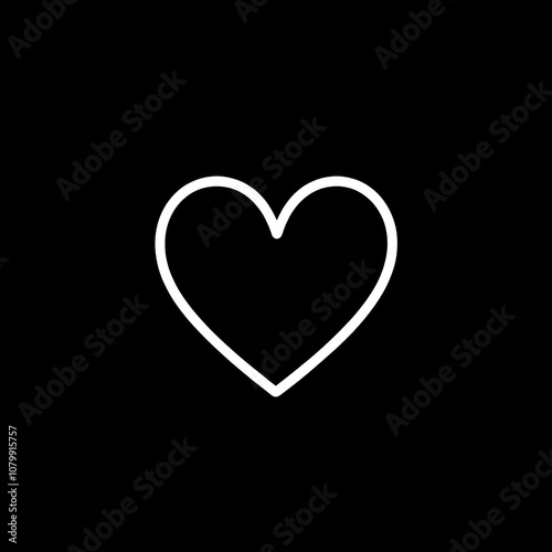 Heart icon on black background, symbolizing love and emotion.