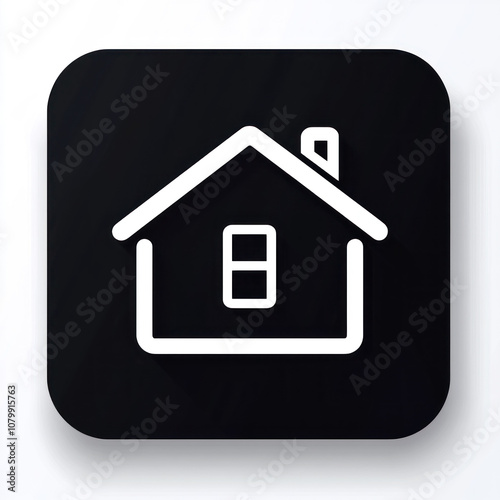Black square icon with a house symbol.