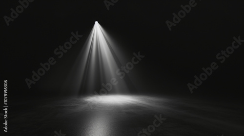 Dramatic Spotlight Illuminating a Dark Empty Space with Beam