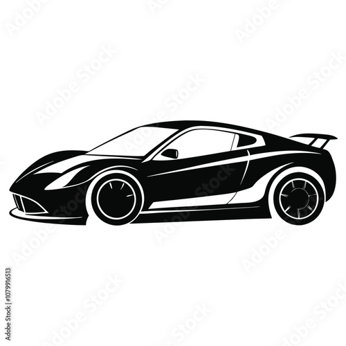 Sports car silhouette vector artwork on white background