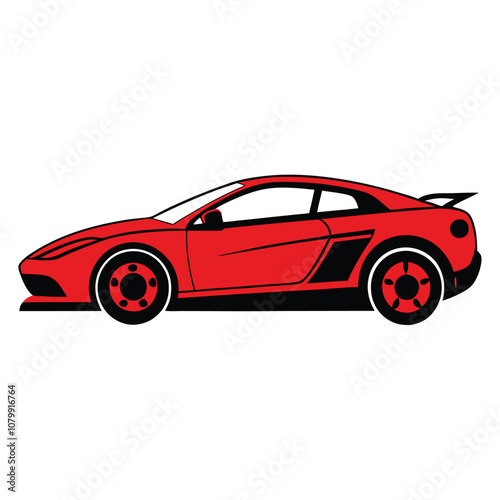 Red Sports car silhouette vector artwork on white background