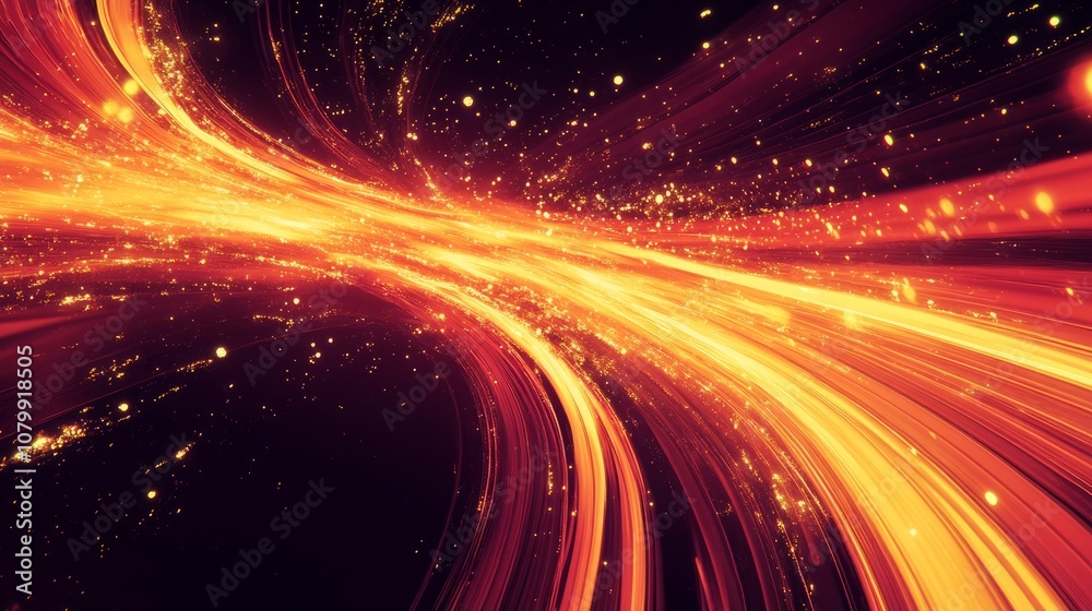 Obraz premium A stunning illustration of glowing data streams interwoven with vibrant lines, creating a dynamic digital landscape