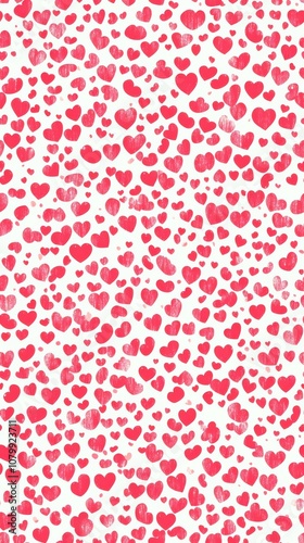 Illustration pattern of spaced hearts red and pink