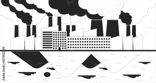 We have choice black and white black and white 2D illustration concept. Industrial facility pollutions and fresh slopy hills outline cartoon. Climate crisis danger metaphor monochrome vector art