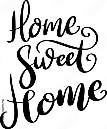 Home sweet home. Lettering phrase on white background. Design element for poster, banner, t shirt, card. Vector illustration