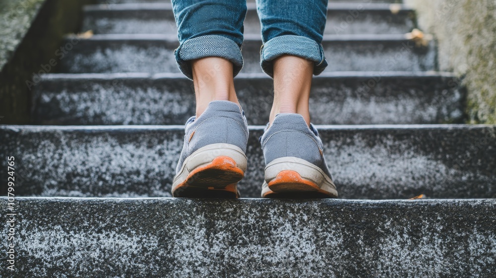 Feet on Stairs Symbol of Growth Progress and Success Feet on Stairs Symbol of Growth Progress and Success