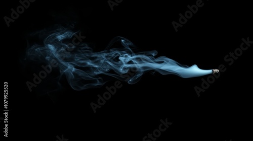 A thin, wispy white smoke tendril curling delicately, isolated on a black background