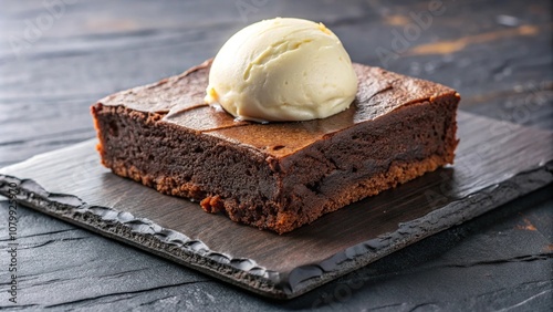 Brownie and ice cream dessert