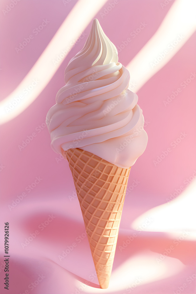 Whimsical Ice Cream Delight: Soft Sunlit Elegance on Pastel Pink Whimsical Ice Cream Delight: Soft Sunlit Elegance on Pastel Pink