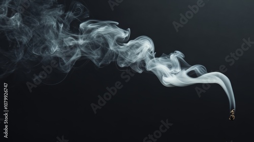 Wallpaper Mural A thin, wispy white smoke tendril curling delicately, isolated on a black background Torontodigital.ca