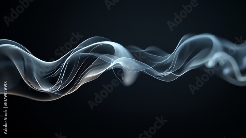 A thin, wispy white smoke tendril curling delicately, isolated on a black background photo