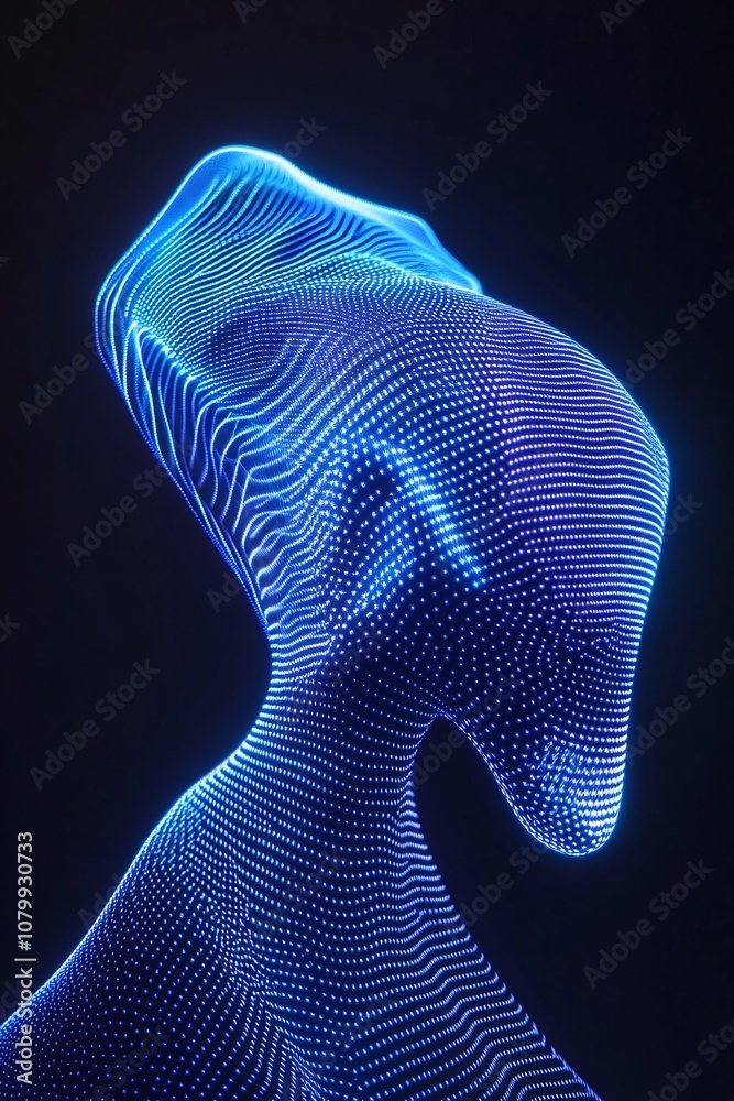 Abstract Digital Representation of a Human Figure with Blue Lines Creating a Futuristic Aesthetic in a Dark Background Abstract Digital Representation of a Human Figure with Blue Lines Creating a Futuristic Aesthetic in a Dark Background