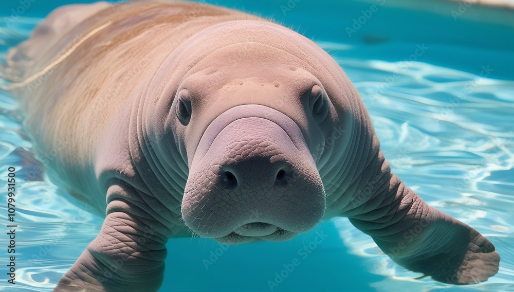 Fototapeta premium The Tranquil Gaze of a Manatee