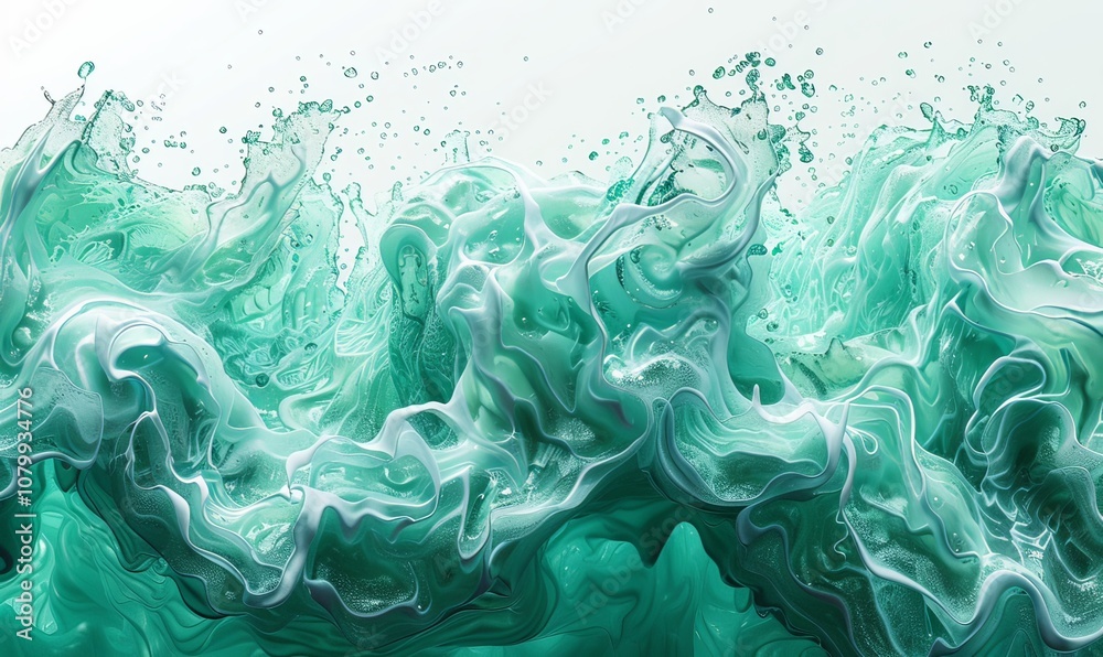 A gentle wave of turquoise sea water softly rolls onto a sandy beach, creating a serene and calming atmosphere. This illustration reflects nature's artistry with vibrant colors A gentle wave of turquoise sea water softly rolls onto a sandy beach, creating a serene and calming atmosphere. This illustration reflects nature's artistry with vibrant colors