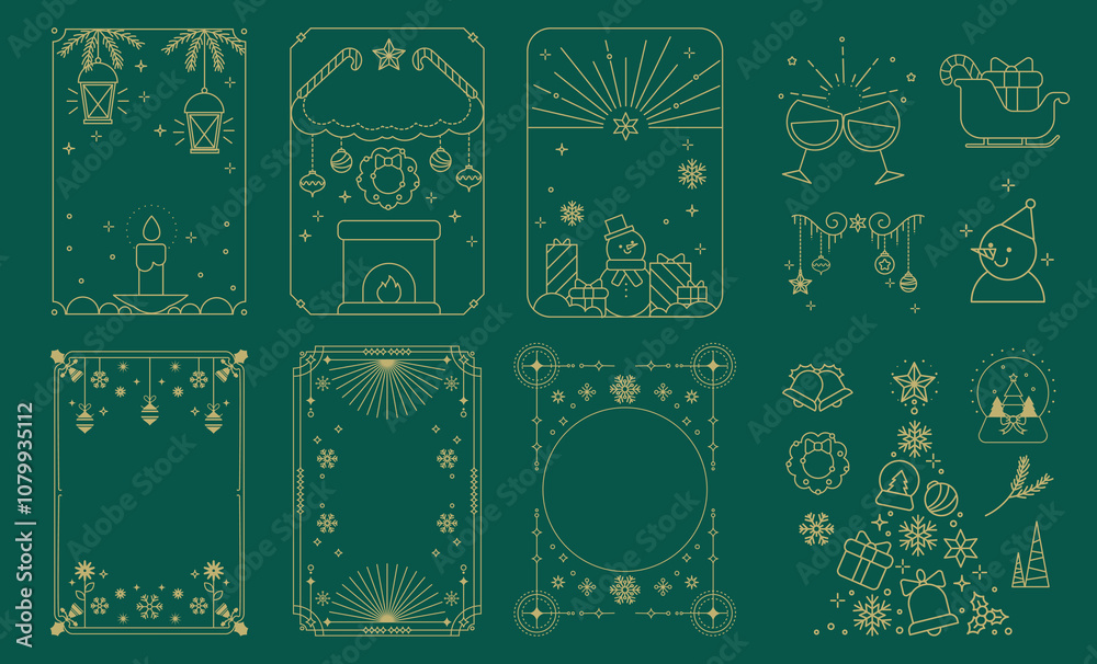 © TWINS DESIGN STUDIO - Merry Christmas and Happy New Year greeting card frame design vector element set. Christmas Tree, branches, balls, snowflake pattern. Luxury element for invitation, banner, poster, cover and print. © TWINS DESIGN STUDIO - Merry Christmas and Happy New Year greeting card frame design vector element set. Christmas Tree, branches, balls, snowflake pattern. Luxury element for invitation, banner, poster, cover and print.